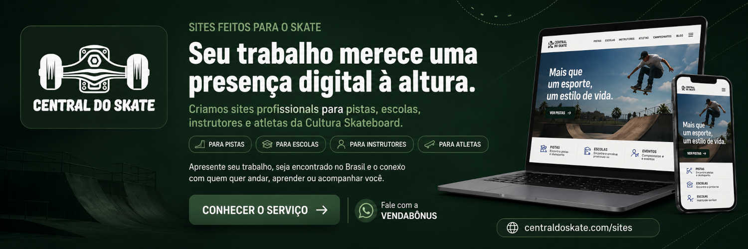 Sites feitos para o skate — sites profissionais para pistas, escolas, instrutores e atletas da Cultura Skateboard