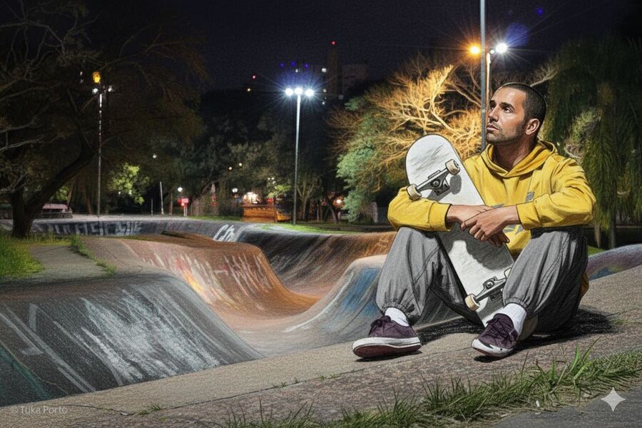 Ilustração: a pista de bowl à noite